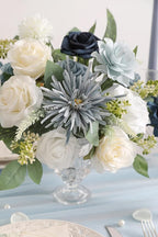 Blue White Artificial Flowers Silk Fake Roses Peonies Greenery Combo Box Set for DIY Wedding Bouquets Bridal Shower Centerpieces Floral Arrangements Party Tables Home Decoration