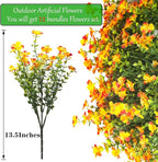 12 Bundles Artificial Fall Flowers for Outdoors, Artificial Plants UV Resistant Fall Fake Mums Plants for Outside Halloween Christmas Porch Decoration ecorations (Orange)
