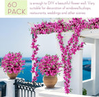 60 Pcs Artificial Faux Bougainvillea Fake Flower Silk Bougainvillea Branches UV Resistant Outdoor Indoor Decoration for Wedding Home Centerpieces Outside Decor (Rose Purple)