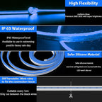 Lamomo LED Neon Lights, 16.4ft Blue LED Strip Light, 12V 0.39in/Cut Silicone Waterproof Neon Rope Light, DIY Neon Sign for Bedroom Indoor Outdoor Decoration（Power Adapter not Included）