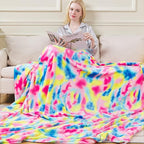 Colorful Blanket King Size- Premium Lightweight Anti-Static Rainbow Throw Soft Couth Sofa Cozy Warm Flannel Blankets Plush Gift for Daughter Mom, Bedroom Decor 90" x 108"(Rainbow King)