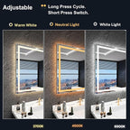 LED Bathroom Mirror 72"x 36",Front Lit and Backlit Bathroom Mirror with Lights,Stepless Dimmable,Anti-Fog, Shatter-Proof, Memory, 3 Colors Lighted Vanity Mirror (Horizontal/Vertical)