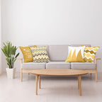 Ambesonne Modern Throw Pillow Cushion Case Pack of 4, Geometric Style Pattern of Triangles Zigzags Love Home Phrase Print, Modern Accent Double-Sided Digital Printing, 20", Pale Orange Amber and White