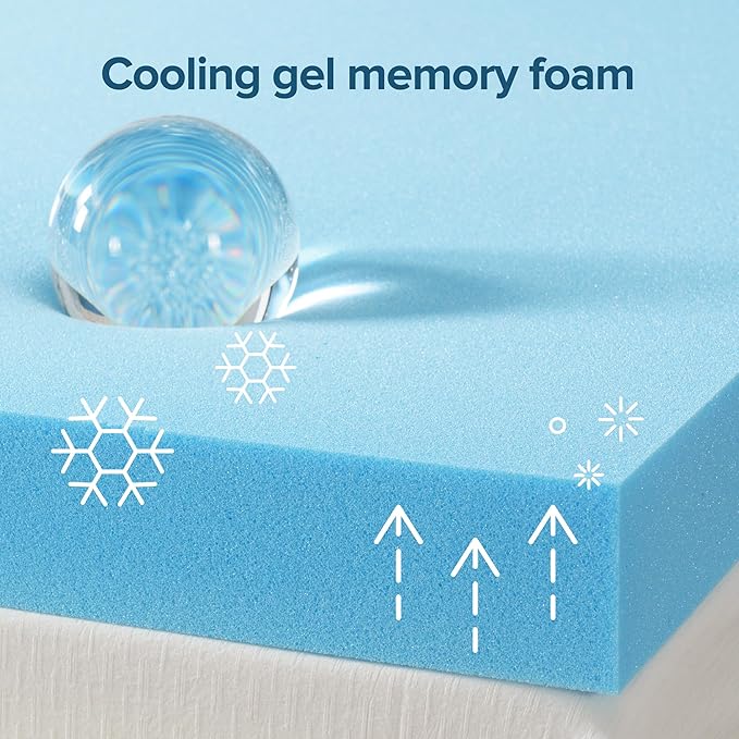 ZINUS 3 Inch Green Tea Cooling Gel Memory Foam Mattress Topper, Smaller, More Convenient WonderBox Packaging, Cooling Gel Foam, CertiPUR-US Certified, Queen