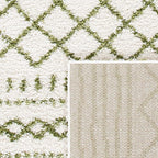 SAFAVIEH Arizona Shag Collection Area Rug - 5'1" x 7'6", Ivory & Green, Moroccan Design, Non-Shedding & Easy Care, 1.6-inch Thick Ideal for High Traffic Areas in Living Room, Bedroom (ASG741Y)