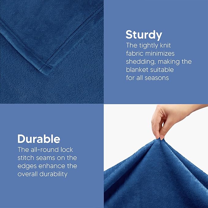 Utopia Bedding Fleece Blanket Throw Size Royal Blue 300GSM Luxury Anti-Static Fuzzy Soft Microfiber Blanket for Couch, Sofa and Bed (60x50 Inch)