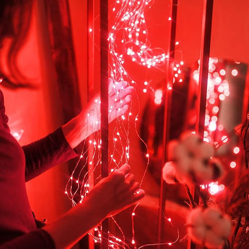 15 Packs 20 Led Red Fairy Lights Battery Operated 6.6ft Silver String Lights Waterproof Firefly Starry Light for Bedroom Dorm DIY Table Centerpieces Halloween Christmas Party Decor