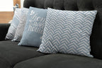 Ambesonne Geometric Throw Pillow Cushion Case Pack of 4, Home Phrase Minimal Zigzag Squama Dahlia Flower Petals Chevron Tribal, Modern Accent Double-Sided Digital Printing, 18", Pale Blue Grey White