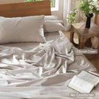 MooMee Bedding Duvet Cover Set 100% Washed Cotton Linen Like Textured Breathable Durable Soft Comfy (Solid Light Tan, Cal King 104"x98")