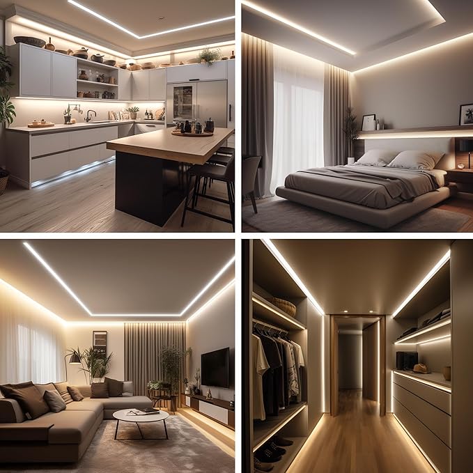 32.8ft COB LED Strip Light White, High Bright LED Strips with 320LEDs, RF Remote and UL Power Supply, 4000K Dimmable LED Lights for Bedroom,Kitchen, DIY Home Decoration, 2 Rolls of 16.4ft