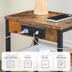 HOOBRO End Tables Set of 2 with Charging Station and USB Port, 3-Tier Nightstands with Adjustable Shelf, Small Side Tables for Small Space in Living Room, Bedroom, Rustic Brown BF112BZP201