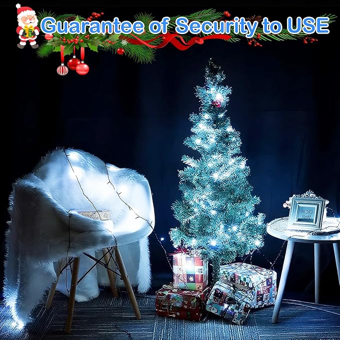 Decute 800LED 272ft Christmas String Lights UL Certified 8 Modes, Waterproof Outdoor Indoor Twinkle Starry Light for Christmas Tree Patio Garden Party Decor, Cool White