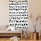 Ambesonne Dog Lover Tapestry, Silhouettes of Different Breeds of Dogs Chow Chow Shepherd Pinscher Spaniel, Wall Hanging for Bedroom Living Room Dorm Decor, 40" X 60", Black White
