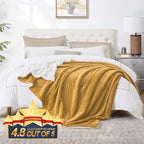 Walensee Sherpa Fleece Blanket (Throw Size 50”x60” Honey Gold) Plush Throw Fuzzy Super Soft Reversible Microfiber Flannel Blankets for Couch, Bed, Sofa Ultra Luxurious Warm and Cozy for All Seasons