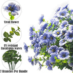 Artificial Fake Flowers for Outdoor Spring Decoration, 16 Bundles Faux Silk Colorful Daisy UV Resistant Realistic for Outside Porch Patio Home Yard Garden Planters Pots Window Box (Blue)