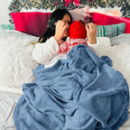 Bedsure GentleSoft Fleece Throw XL Blanket Washed Blue - 300GSM Soft Lightweight Plush Cozy Blankets for Bed, Sofa, Couch, Travel, Camping, 50x70 inches