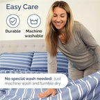 Twin XL 4 Piece Sheet Set - Comfy Breathable & Cooling - Soft Hotel Luxury Bedding Set with 8-16 Inch Deep Pockets - 1 Flat & 1 Fitted Sheet & 2 Pillowcases - Wrinkle Free & Easy Care - Blue Stripes 3