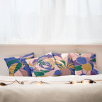 Ambesonne Floral Throw Pillow Cushion Case Pack of 4, Abstract Flowers and Petals with Exotic Vibes Colorful Modern Style, Modern Accent Double-Sided Digital Printing, 18", Rose Dark Violet Mustard