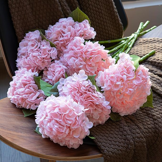 4Pcs 22 inch Lifelike Artificial Hydrangea, 2 Pink & 2 White Large Real Touch Flowers Artificial Flowers Dry Flowers Outdoor Wedding Christmas Office Family Party Living Room Table Deco