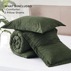Bedsure Full Comforter Set - Dark Green Soft Bedding for All Seasons, Cationic Dyed Bed Set, 3 Pieces, 1 Full Size Comforter (82"x86") and 2 Pillow Shams (20"x26"+2")