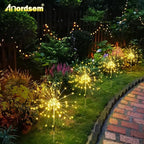 Anordsem Solar Fireworks Lights Outdoor: 4 Bendable Copper Wire 120 LEDs String Lighting - Waterproof DIY Warm Decoration for Yard Garden Proch - Gardening Gifts for Garden Lovers