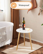 Apicizon Round Side Table Set of 2, White Nightstand Coffee End Table for Living Room, Bedroom, Small Spaces, Morden Side Table Home Decor Bedside with Wood Legs 16.5 Inches