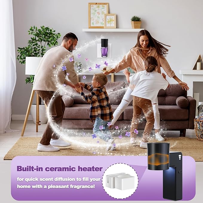 6 PCS Wall Fragrance Plug in with Night Light and Oil Diffuser Plug with Upgraded Fragrance Concentration Control, Compatible with Bath and Body Works WallFower for Home, Black