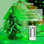 JMEXSUSS 2 Pack Green Fairy Lights Battery Operated, Total 200 LED 66ft Twinkle String Lights with Remote, 8 Modes Christmas Lights for Tree Wreath Fireplace Indoor Outdoor Halloween Xmas Decor