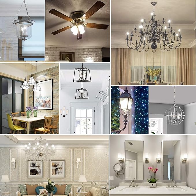 48-Pack Dimmable E12 LED Candelabra Bulbs 40Watt Equivalent, 5000K Daylight White, 450Lumens, 4W B11 Vintage Chandelier Light Bulbs, LED Filament Clear Glass Candle Lamp for Ceiling Fan Home Decor