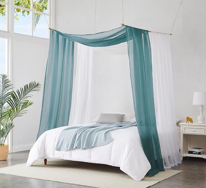 Warm Home Designs Extra Long Dusty Blue Sheer Window Scarf. Valance Scarves are 54 X 216 Inches. Great As Wedding Arch Draping Fabric, Bed Canopy Or for Decorative Project. AM Dusty Blue 216"