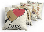 Ambesonne Romantic Throw Pillow Cushion Case Pack of 4, Love Hearts Arrow You and Me Be My Valentine Hugs Kisses Lettering, Modern Accent Double-Sided Digital Printing, 20", Ivory Camel and Dark Pink