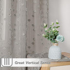 MYSKY HOME Pom Pom Grey Sheer Curtains for Bedroom Girls Room Curtains 63 inch Length for Nursery Kids Light Filtering Boho Window Drapes, Rod Pocket, 38" Wide, 2 Panels