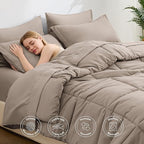 Love's cabin Twin XL Comforter Set Light Brown, 5 Pieces Twin XL Bed in a Bag, All Season Bedding Sets with 1 Comforter, 1 Flat Sheet, 1 Fitted Sheet, 1 Pillowcase and 1 Pillow Sham