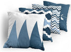 Ambesonne Modern Throw Pillow Cushion Case Pack of 4, Geometric Style Pattern of Triangles Zigzags Love Home Phrase Design, Modern Accent Double-Sided Digital Printing, 18", Petrol Blue and White