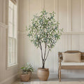 Artificial Eucalyptus Tree 7ft(84in) Faux Floor Potted Tree for Indoor Decor Large Realistic Trees Plants with Silk Leaves and Natural Wood Trunk for Home Living Room,Office Foyer Decor.