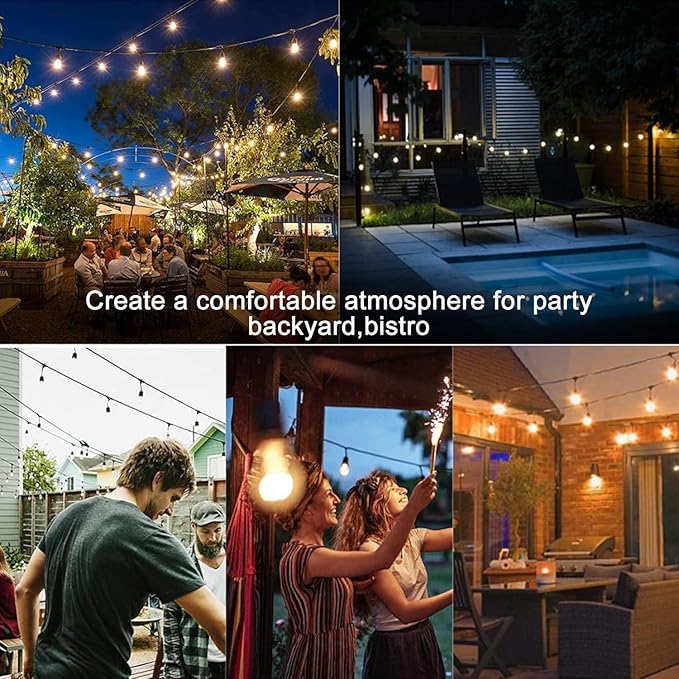 Lightdot 100FT Outdoor Led Patio Lights, ETL Listed Led String Lights with Shatterproof Edison Vitage Bulbs, Commercial Grade Hanging Light for Patio Cafe Bistro Backyard
