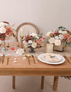 Artificial Flowers Combo Set Fake Flower Leaf for DIY Wedding Bouquets Floral Centerpieces for Tables Party Baby Shower Home Decorations(Coffee White)