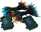 Blissun Christmas Lights, 50-Count Green Wire Light Set, Battery Operated Christmas Mini String Light with 8 Modes, 16 ft Fairy Lights for Christmas Tree Wreath Decorations (2 Pack, Multicolor)