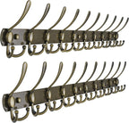 Dseap Coat Rack Wall Mount - 38” Long 10-Tri-Hooks Heavy Duty Coat Hanger Rail Wall Hooks for Hanging Coats Hats Clothing Clothes Purse Mudroom Entryway, Bronze, Pack of 2