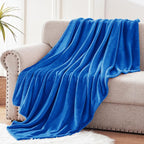 Exclusivo Mezcla Fleece Throw Blanket for Couch, Sofa, 300GSM Super Soft and Warm Blankets, Cobalt Blue Throw All Season Use, Cozy, Plush, Lightweight, 50x60 Inches