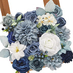 Alecono Artificial Flowers, Dusty Blue Fake Flowers Combo Box for DIY Wedding Bridal Bouquets, Cake Party Table Centerpieces Home Decor