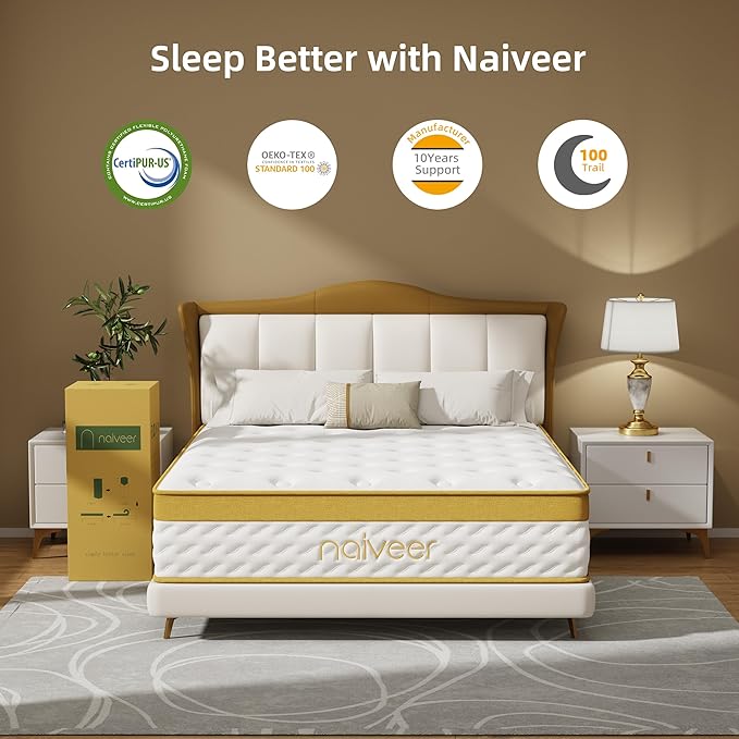 Cooling Gel Memory Foam Hybrid Mattress, 14 Inch Full Size Mattress in A Box with Pocket Springs for Back Pain & Pressure Relief, Medium Firm Feeling with CertiPUR-US Certified Foam