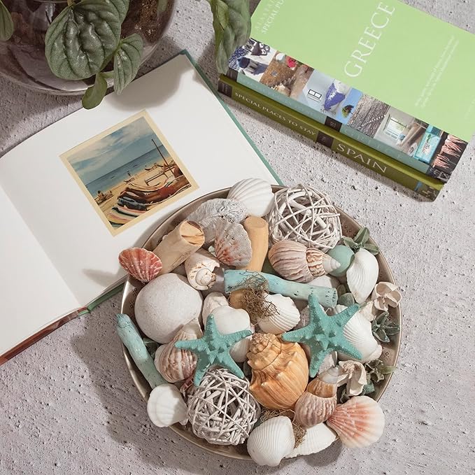 ANDALUCA Ocean Plumes Scented Seashell Potpourri Made in California Large 20 oz Bag Fragrance Vial Scents of Orange, Lime, Bergamot, Lily, Rose and Tonka Coastal Home Decor