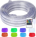 33ft LED Rope Lights, Color Changing Strip Lights with Remote, Flat Light Rope, Flexible Connectable and Dimmable, Waterproof for Indoor/Outdoor Use, 8 Colors and 6 Modes