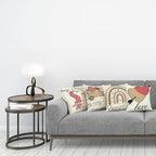 Ambesonne Romantic Throw Pillow Cushion Case Pack of 4, Love Hearts Arrow You and Me Be My Valentine Hugs Kisses Lettering, Modern Accent Double-Sided Digital Printing, 20", Ivory Camel and Dark Pink