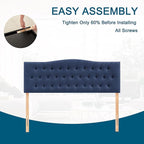 Tufted Upholstered Headboard Queen Size, Sturdy & Durable Solid Wood Bed headboard, Fabric Headboard Adjustable Height from 37” to 51”, Modern Button Diamond Design Head Board, Blue
