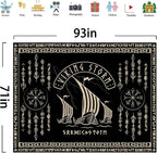 OSUNBD Viking Warship Tapestry Wall Hanging - Large 93x71 inches Storm & Celtic Runes on Soft Flannel Aesthetic Mythology Tapestries Norse Mythology Art for Bedroom, Living Room Decor