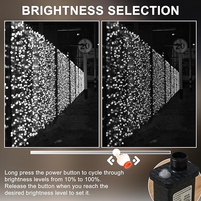 500 LEDs 172ft Green Cable Wire Christmas Light Fairy String Tree Twinkle Lights Plug in 12 Modes for Christmas Party, Outdoor, Garden, Wedding, Home Decoration (White)
