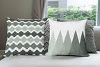 Ambesonne Modern Throw Pillow Cushion Case Pack of 4, Geometric Style Pattern of Triangles Zigzags Love Home Phrase Print, Modern Accent Double-Sided Digital Printing, 16", Dark Sea Green and White