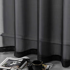 DUALIFE Black Sheer Curtains 54 Inch Length for Basement Windows Set of 2 Panels Grommet Semi Translucent Short Curtains for Small Windows Kitchen Bedroom Bathroom 52x54 Inches Long